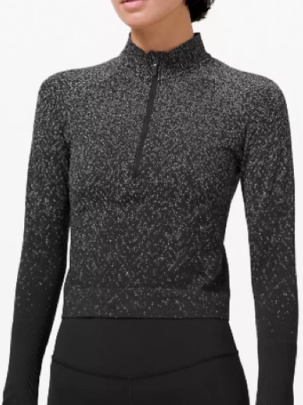 Lululemon Rest Less Cropped 1/2 Zip in Herringbone - EUC